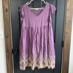 Altar'd State Women's Tennessee Waltz Dress Small Fit Flare Purple Embroidered